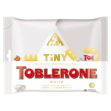 TOBLERONE Swiss White Chocolate Bar with Honey &amp; Almond Nougat Minis Sharing Pack, 200g