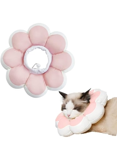 DELIFUR Cat Recovery Cone Collar, Adjustable Pet E,Collar Soft Breathable Elizabethan Collar After Surgery Cat Neck Collar Recovery Pet Cone Easy to Clean for Cat Puppy Small Dog (Pink,S)