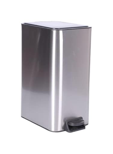 MOMENT Small Bathroom Trash Can with Lid Soft Close, Step Pedal, 10 Liter / 2.6 Gallon Stainless Steel Mini Garbage Can for Office, Outdoor Trash Bin with Removable Inner Bucket (Silver)