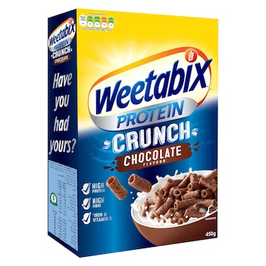 Weetabix Protein Crunch Chocolate Flavour Breakfast Cereal, 450g