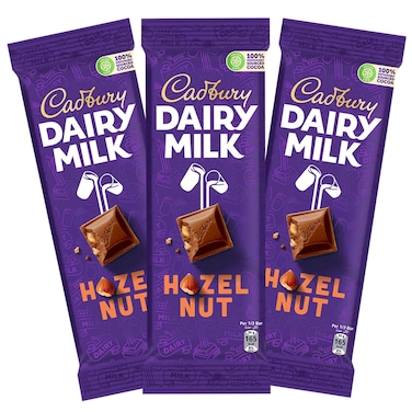 Cadbury Dairy Milk Hazelnut Chocolate Bar, 90g Pack of 3