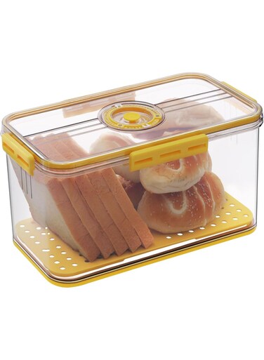 Bread Box Airtight Boxes For Kitchen Counter Time Recording Storage Container With Lid Holder Homemade Bread, Toast, Bagel, Donut And Cookies,&iuml;&frac14;&circ;Yellow&iuml;&frac14;&permil;