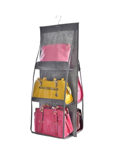 6-Pocket Hanging Closet Organizer Grey 90x35x32cm