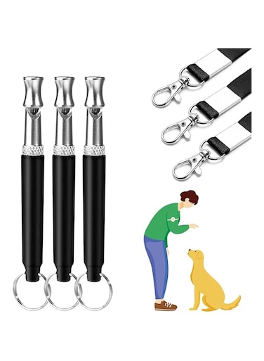 HBSTUDIO Dog Whistle, Dog Whistle to Stop Barking Neighbors Dog, Adjustable Ultrasonic Silent Dog Whistle, Professional Recall Dog Training Whistles, with Lanyard(3 pack,Black)