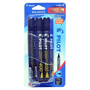 Pilot 400 Chisel Tip Permanent Markers Assorted 6 PCS