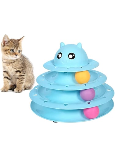 Nyganmelloz Cat Toy Roller 3 Level Towers Tracks Roller Cat Toys interactive with Three Colorful Ball Interactive Kitten Fun Mental Physical Exercise Puzzle Toys for Indoor