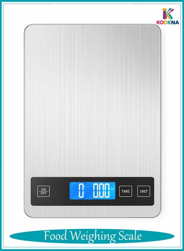 Food Scale, Kitchen Scale with Tempered Glass, Electronic Digital Scale for Cooking and Baking, High Precision Digital Scale 10kg with LCD Display, Easy Tare and Slim Design