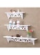 LINGWEI Elegant Wall Mounted Shelf Set - 3-Tier Decorative Floating Shelves   White Wooden Display Rack with Carved Brackets   Space-Saving Storage for Living Room, Bedroom, Kitchen, Bathroom