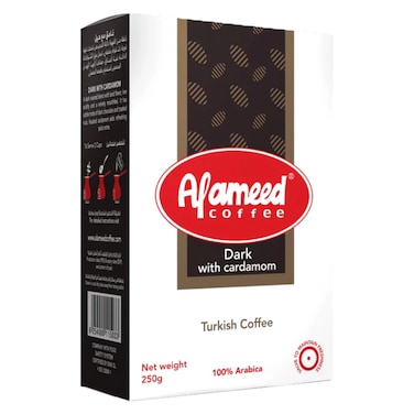 Alameed Coffee Dark Turkish Coffee with Cardamom, 250g