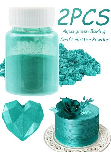 Pcs Aqua green Metallic Baking Craft Glitter Powder Cake Topper Decoration for Cupcakes Cookies Dessert DIY Garnish Parties Weddings Festive Celebrations,Sparkling Shimmery Dust,All 20g