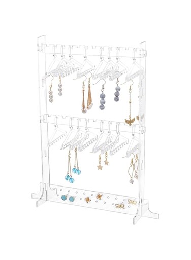 SUPERFINDINGS 1 Set Transparent Acrylic Earring Display Stand with 16 Hangers Stud Earrings Jewellery Display Holder Plastic Display Stand Organiser