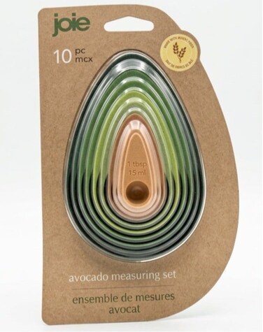 Avocado Measuring Cups and Spoons Set 10 Piece Nesting Measuring Set BPA Free Plastic Kitchen Measuring Tools with Storage Bowl Accurate Cooking Baking Measuring Kit
