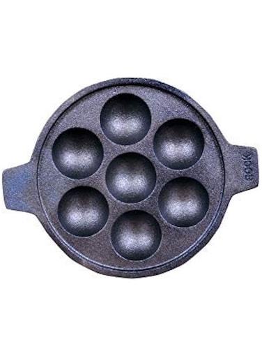 Rock Tawa Cast Iron 7 Cavity Tawa, 50 mm, Black