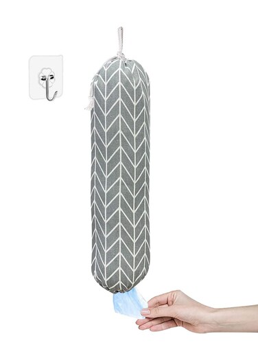 Wall Mount Plastic Grocery Bag Organizer/Holder,Washable Shopping Bags Carrier,Storage Dispenser ​for Home Kitchen Travelling, Free Adjustment with Drawstring, Large
