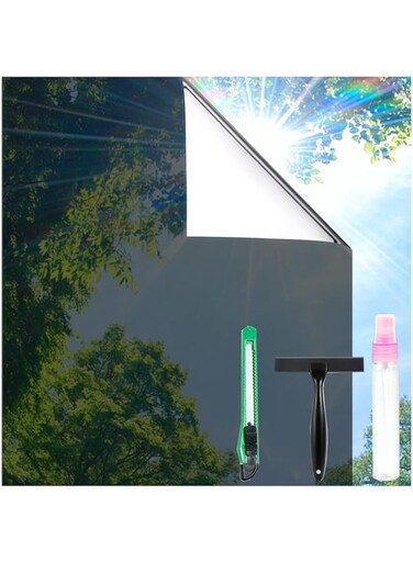 Parlberd One Way Window Film Privacy Window Tinting Film, with Free Installation Tools, Reflective Mirror Window Film Daytime Privacy Sun Blocking Heat for Home Office Window Coverings,19.6." x 78.7