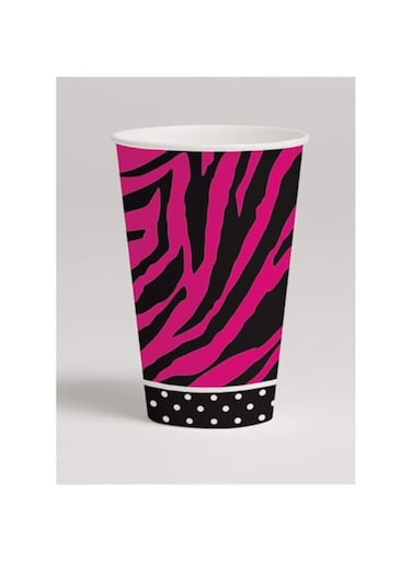Creative Converting pink zebra boutique hot/cold cups 8-piece, 355 ml capacity