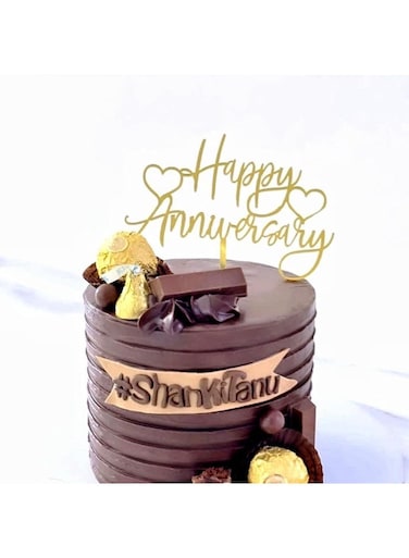 1pcs Happy Anniversary Cake Topper, Anniversary Decorations Cake Topper Gold Metallic Happy Anniversary Cake Topper Wedding Anniversary Party Decorations Supplies