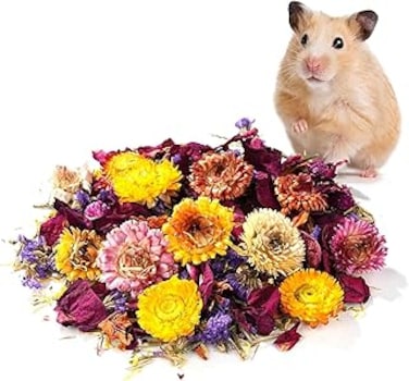 DFDTYCA Hamster Bedding, Natural Dried Flower Herb Bedding, Decorative Bedding for Small Animal Habitats, Odor Absorbing Fragrant Plant Bedding for Hamsters, Guinea Pigs, Gerbils, Chinchillas