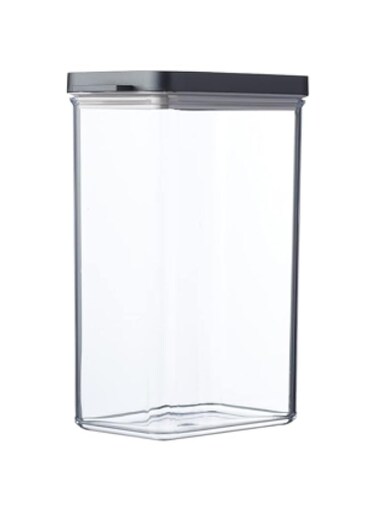 . Omnia Rectangular Storage Jar, 2000 ml Capacity, Black