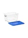 22L Clear Plastic Storage Box With Wheels &amp; Lockable Lid (Blue)