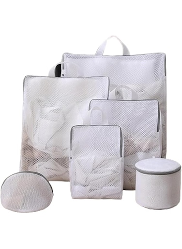 ALMEKAQUZ 6Pcs Laundry Bag,Traveling Wet Bag with Handles Zipper Pockets,Hanging Laundry Hamper Heavy Duty Collapsible Washable for Dirty Clothes College,Dorm Gym,Beach Pool Swimsuit