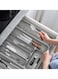 Silverware Drawer Organizer, Expandable Utensil Tray for Kitchen Drawer Organizer, Cutlery and Flatware Holder for Forks, Knives, Adjustable Plastic Kitchen Organizers Storage Solution(Grey)