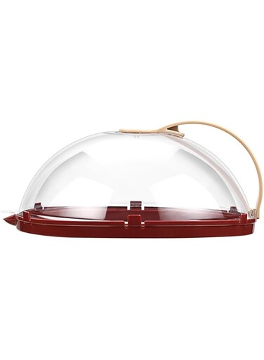 Excefore Microwave Splatter Cover Vented for Food, Transparent Adjustable Vented Guard with Steam Trough, Hook Hole, Kitchen Gadget, Dishwasher Safe, BPA-Free Plastic, Red