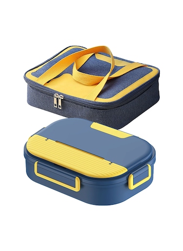 Lunch Box For Students Kids Adults Insulated Lunch Box Stainless Steel 4 Compartment Lunch Box For Office With Soup Bowl BPA Free Sealed And Leak Proof With Box Bag