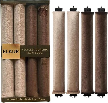 Elaur 4 Pcs Velvet Heatless Hair Curler. Soft Hair Curlers to Sleep In, Hair Rollers Curlers for Long Short Hair, No-Heat Overnight Blowout Rods for Girls and Women