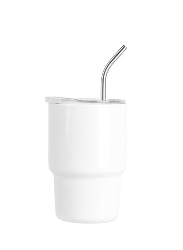 Steel Mini Car Cup - Portable Coffee Cup/Wine Glass With Straw and Lid - Small Water Bottle For Outdoor Camping And Travel