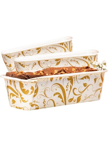 TERRIFI Paper Loaf Pan, 50 Pack Disposable Paper Baking Loft Mold 24ct, Elegant Pan Supplies for Baking Bread, Small Meatloaf, Bundt Cake Microwave Oven Freezer Safe, 6.4 * 2.2 * 2.4 In