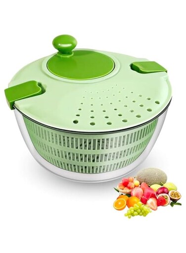 4.2qt Salad Spinner-wash, Spin &amp; Dry Salad Greens, Fruit &amp; Vegetable wash, Salad Washer with Secure Lid Lock and Rotary Handle, Easy to Clean Fruit and Vegetable Dryer, BPA Free