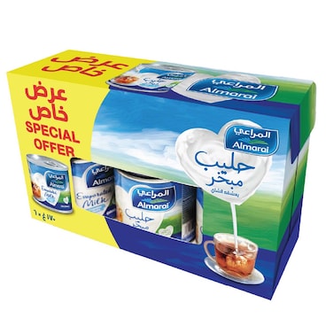 Almarai Evaporated Full Cream Milk, 170ml Pack of 6