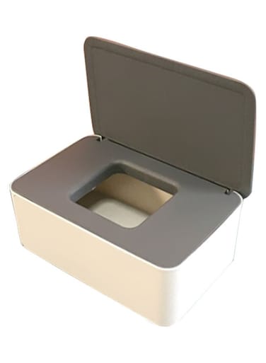 Wet Tissue Case With Lid Beige/Grey