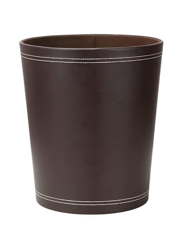 KINGFOM Classic Leather Trash Cans Waste Paper Basket, Storage Bin for Bathroom, Kitchen, Office and High Class Hotel