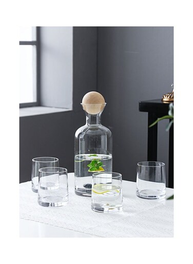 Art Pack Of 5 Glass Water Bottle Set Clear 1.2Liters