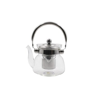 1600ml Glass Teapot with Stainless Steel Infuser and Ergonomic Handle for Loose Leaf and Black Tea

