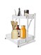 Kameety Pull Out Spice Rack Organizer For Countertop and Cabinet, Foldable Spice Rack Organizer 2-Tier Collapsible Kitchen Countertop Metal Storage Shelf Standing Holder for Kitchen Storage (White)