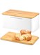 NALACAL Modern Metal Bread Box with Bamboo Lid, Bread Storage Container, 13&times;7&times;5.3 Inch Bread Storage Container for Kitchen Counter, Bread Keeper for Homemade Bread, Bagel, Muffins, Rolls