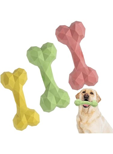 3 PCs Chew Bone Dog Toys For Puppy Toys Bone Special Treat Pets Bone for Dogs and Puppies - Includes 3 colors