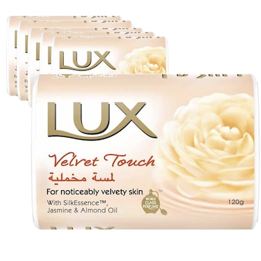لوكس فيلفت تاتش (لمسة مخملية ) لوح صابون بزيت الياسمين وزيت اللوز 120 غرام حزمة من 6