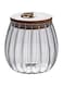 KASTWAVE Glass Coffee Nuts Canister Airtight Storage Jar Petal Decorative Container with Bamboo Lid Metal Handle Easy to Grasp 700ml (23oz)