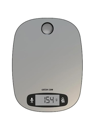 Green Lion Digital Kitchen Scale, Hanging Hole, Auto Off Mode, Tare Function, Digital Display, Compact Design - Silver