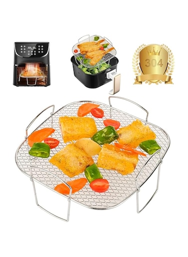 FDTY Air Fryer Rack for Air Fryer 5.5L, 8 inch Square Air Fryer Accessories 304 Stainless Steel Air Fryer Basket Grill Rack Air Fryer Accessories