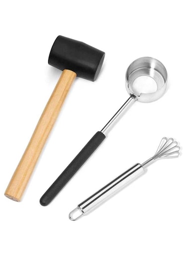 Coconut Opener Set Silver/Black/Brown