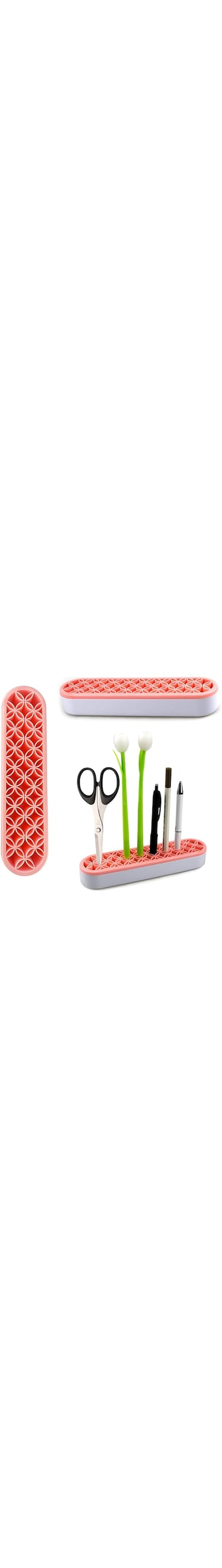 DELFINO Makeup Brush Storage Rack, Multifunctional Desktop Silicone Storage Holder Box Organizer for Sewing Tools, Stationery Pencil, Daily Necessities