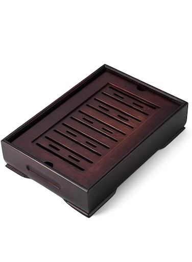 Lyty Mini Bamboo Chinese Tea Tray - 11.5&acirc;&acirc;&sbquo;&not;&Acirc; Japanese Tea Serving Tray, Small Gongfu Tea Table Set with Reservoir Type Water Storage Box (Brown)