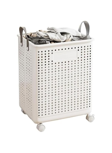 TAME Large Foldable Laundry Hamper,Tall Rolling Laundry Basket,Narrow Laundry Basket with Wheels,Slim Laundry Hamper on Wheels Clothes Hamper Laundry Bin (L)