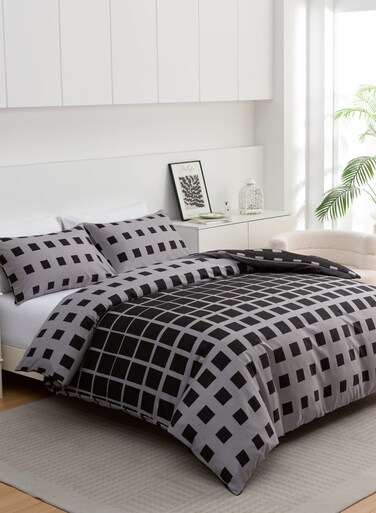Home Duvet Cover Set &acirc;&euro;&ldquo; Premium Microfiber, Reversible Design with Zipper Closure &amp; Corner Ties