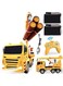 Fitto Remote Control Crane Truck, Wood log engineering yellow &amp; black truck, Heavy Machine with Battery Operated Heavy Duty Crane 360 degree body spin Toys for Boys
